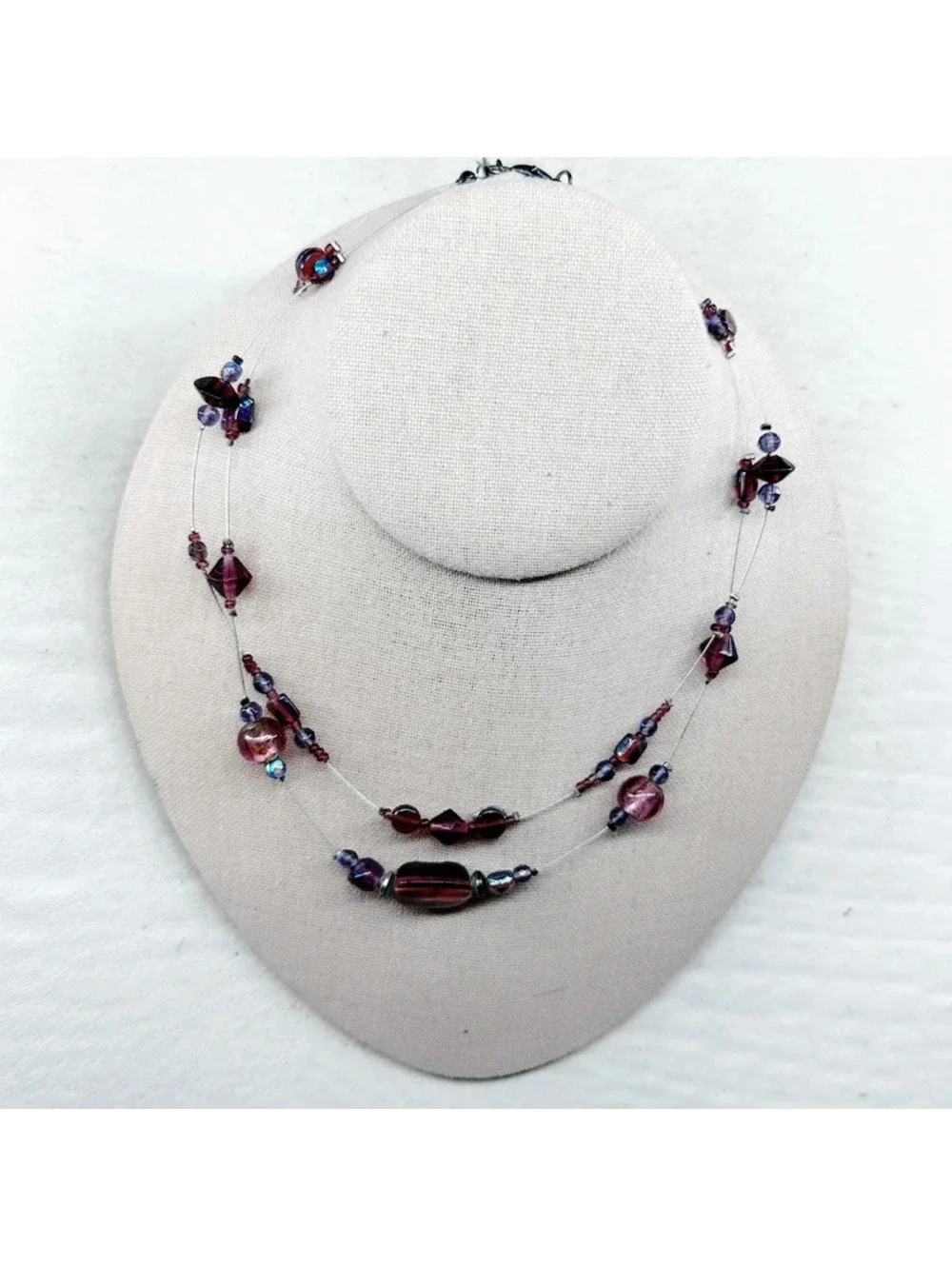 5087gc. Purple and Bronze Glass Necklace